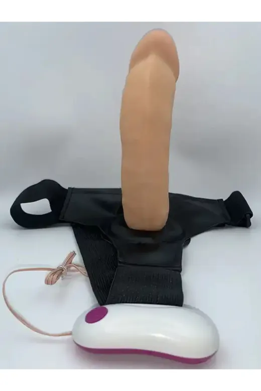 Belden Bağlamalı Titreşimli İçi Boş Realistik Penis 21 Cm