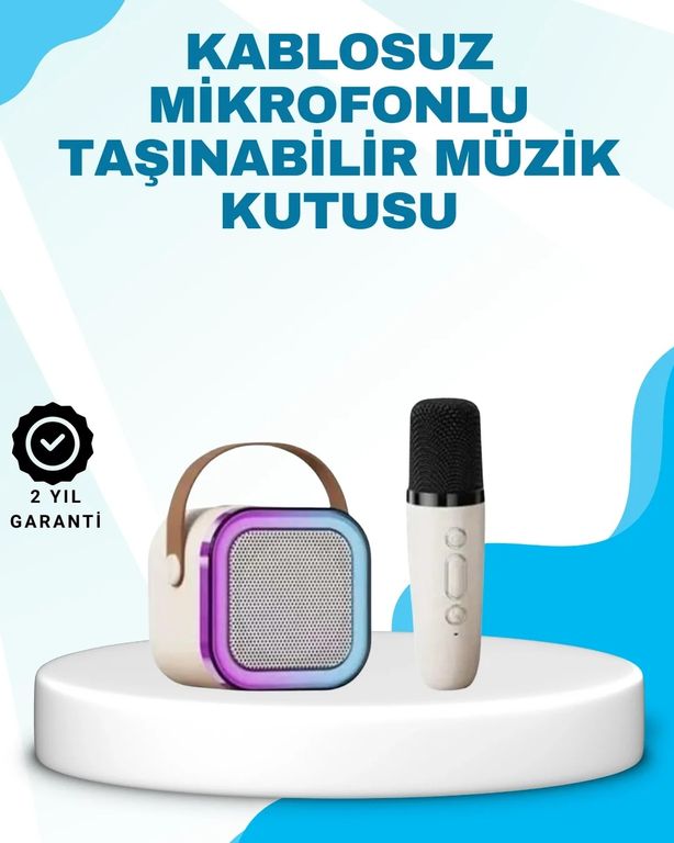 Belirtilmemiş 118497348 Karaoke Mikrofon Hoparlör Seti Bluetooth Kablosuz Taşınabilir