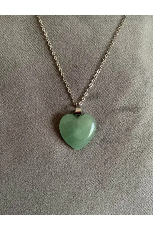 Berce Butik Brc000318 Aventurin Doğal Taş Kalpli Kolye