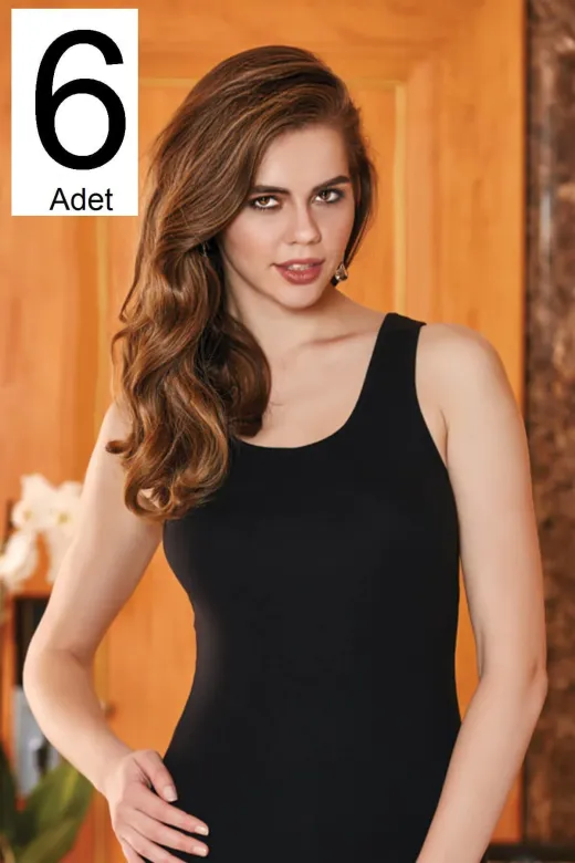 Berrak Kadın Siyah 6'lı Paket Likralı Atlet Elf568Ber21276