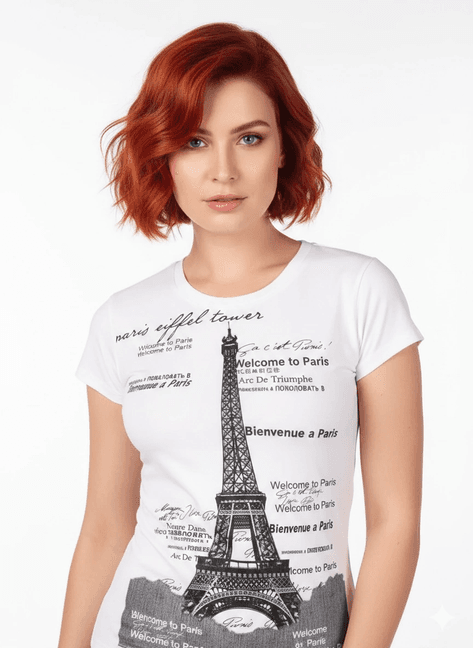Berrak Kule Baskılı Bayan T-Shirt 8006