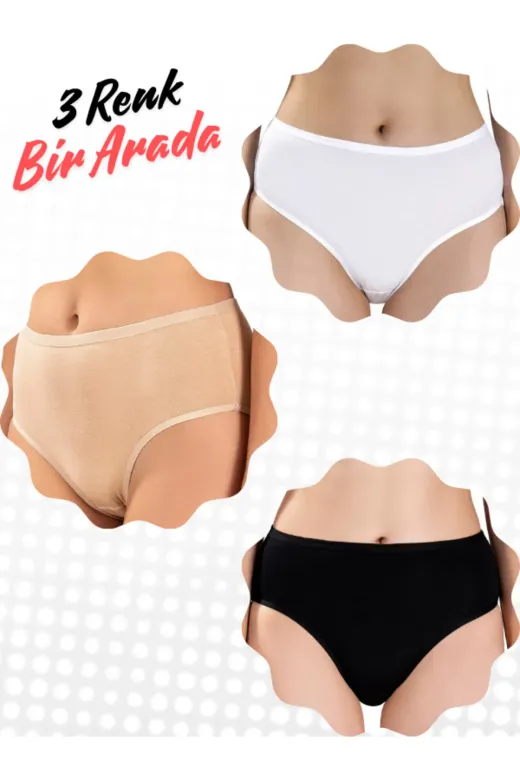 Berrak TYC0E62C780B08F900 Yüksek Bel Bato Tarzında Bikini 3 Lü Adet Ekonomik Set (Ultra Kalitededir)
