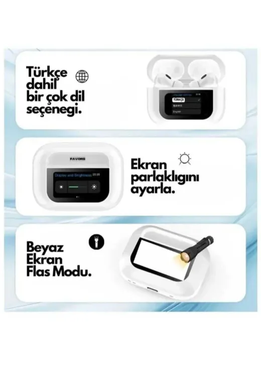 beyaz A9 Pro Anc/enc Kablosuz Wireless Ekranlı Kulaklık