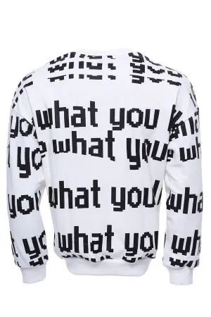 Beyaz Baskılı Bisiklet Yaka Sweatshirt - Wessi