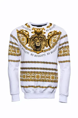 Beyaz Baskılı Taşlı Sweatshirt - Wessi