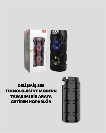 Bezos 125025559 Mey İthalat Kompakt Tasarım, Yüksek Ses Performansı Çoklu Giriş Seçenekli Kablosuz Hoparlör Bluetooth, Usb, Sd Kart, Aux Çok Renkli