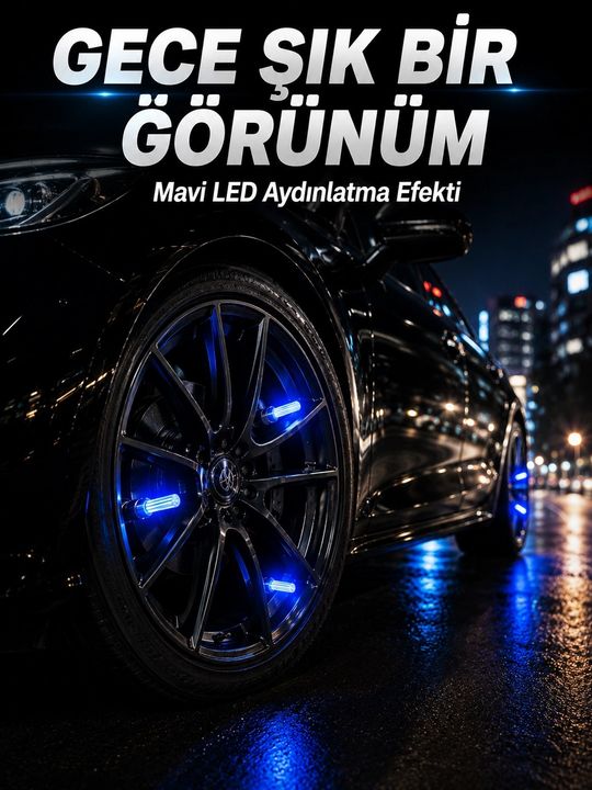 Bezos MEYTDUCZZ4LÜSİBOPIŞIK-1-BLMY Mey İthalat 4'lü Led Sibop Işığı Hareket Sensörlü Araç Lastik Sibop Lambası