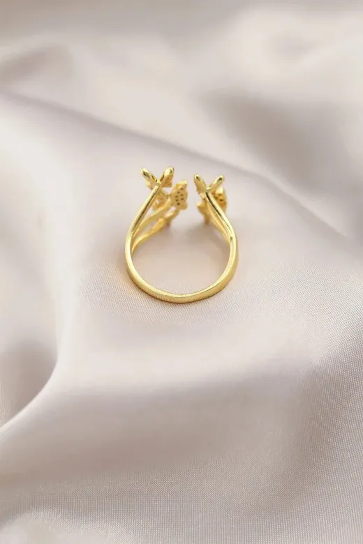 BiiShe P67520S6951 Mey İthalat® Gold Renk Metal Kelebek Model Kadın Yüzük