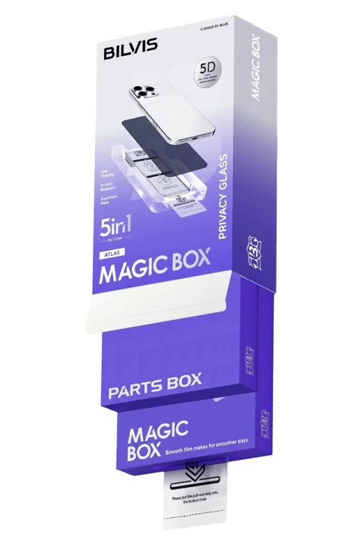BiiShe P68764S6394 Mey İthalat® Iphone 16 Pro Max Bilvis 5In1 5D Magic Hayalet Cam Ekran Koruyucu - Siyah