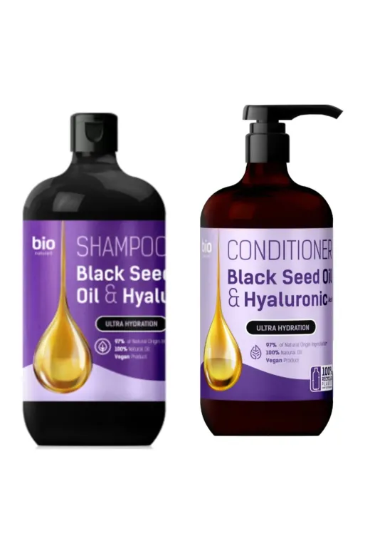 bio natural aroma 4820168434014 Organik Ve Vegan Nemlendirici Ve Onarıcı Black Seed Oıl & Hyaluron Sac Bakım Seti