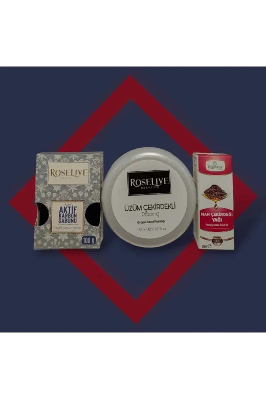 BİORGANİX ksüçpnçy Karbon Sabunu+Üzüm Çekirdekli Peeling+Nar Çekirdeği Yağı (Cilt Yenileme )