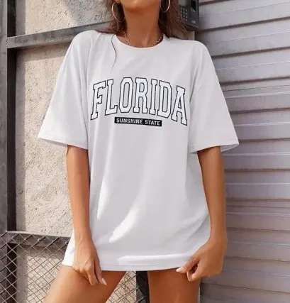 Bisiklet Yaka Baskılı T-shirt - Beyaz - XL - Beyaz
