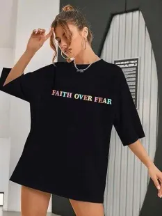 Bisiklet Yaka Baskılı T-shirt - Siyah - L - Siyah