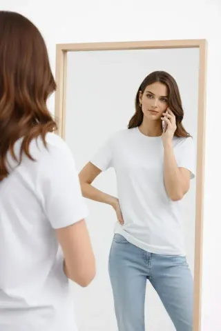 Bisiklet Yaka Tişört Regular Kalıp Basic Pamuklu Günlük Kullanım T-shirt - Beyaz - S - Beyaz