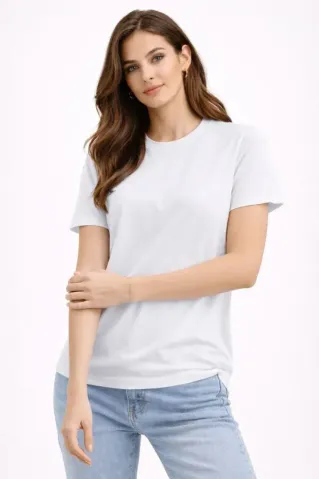 Bisiklet Yaka Tişört Regular Kalıp Basic Pamuklu Günlük Kullanım T-shirt - Beyaz - 2XL - Beyaz