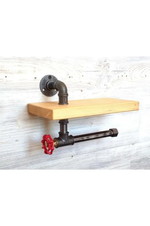 Blbndesign Raf No:194 Dekoratif Duvara Borudan Raf Ve Askılık
