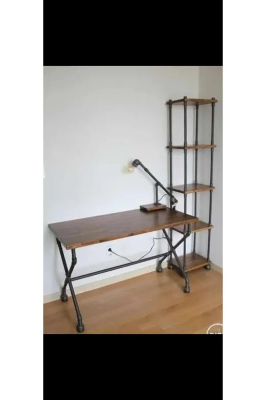 Blbndesign Raf No:274 Dekoratif Borudan Raf Masa Lambasi Ve Masa 3'lü Set
