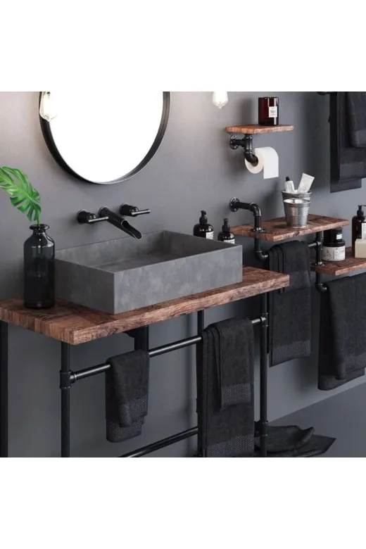 Blbndesign RafNo428 Dekoratif Borudan Askılık Ve Set 8 Parça Set