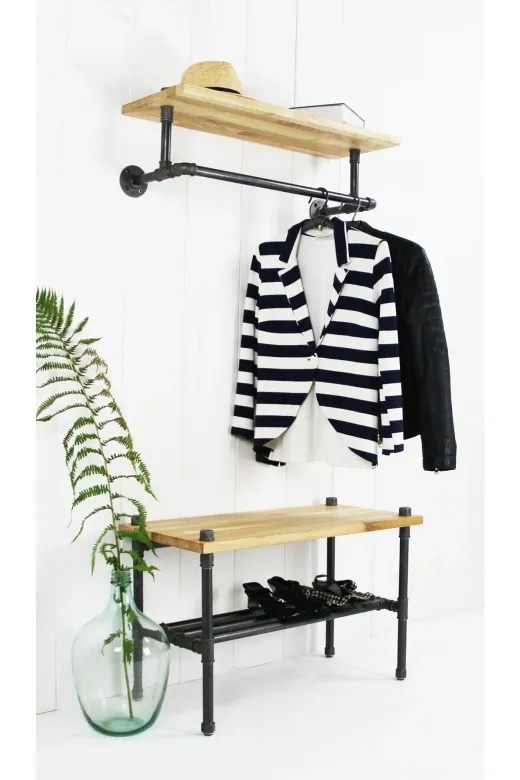 Blbndesign RafNo449 Dekoratif Borudan Sehpa Ve Raf 2'li Set