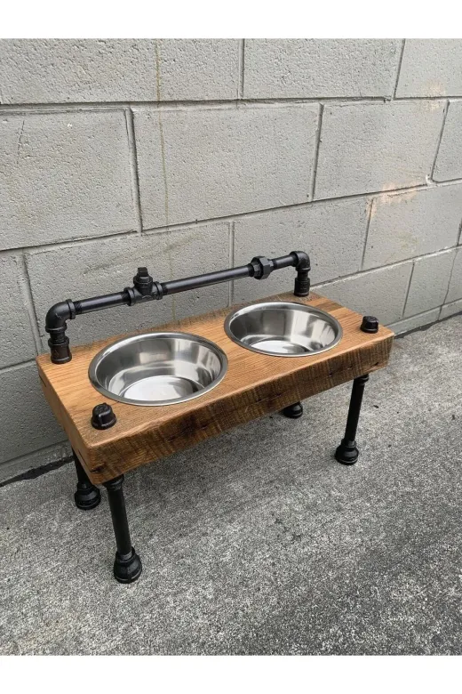 Blbndesign RafNo458 Dekoratif Borudan Kedi Köpek Mama Standı