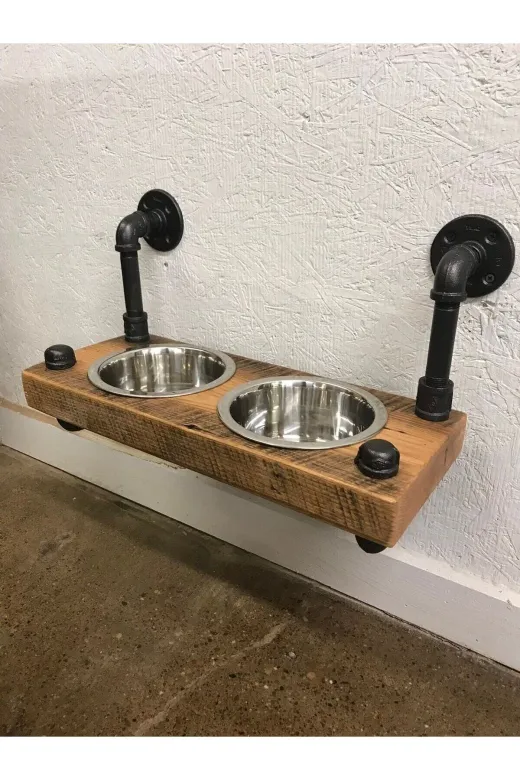 Blbndesign RafNo460 Dekoratif Borudan Kedi Köpek Mama Standı