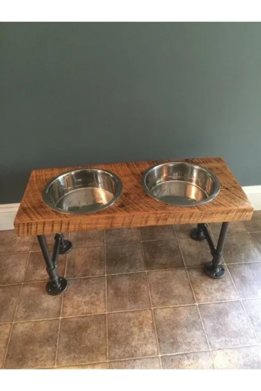 Blbndesign RafNo462 Dekoratif Borudan Kedi Köpek Mama Standı