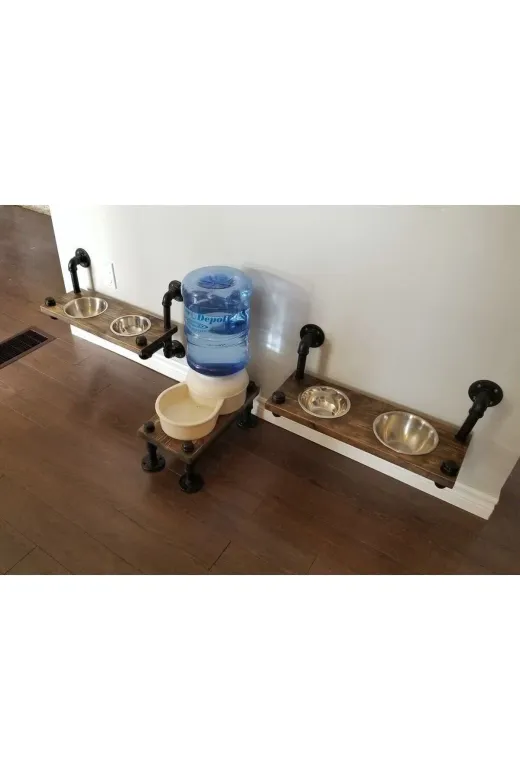 Blbndesign RafNo463 Dekoratif Borudan Kedi Köpek Mama Standı 3'lü Set