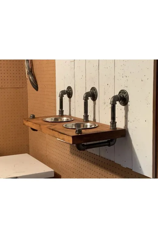 Blbndesign RafNo509 Dekoratif Borudan Kedi Köpek Mama Standı