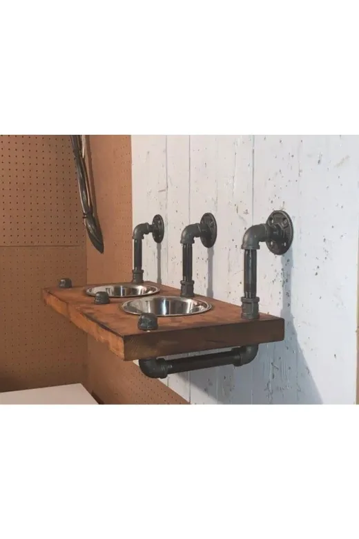 Blbndesign RafNo509 Dekoratif Borudan Kedi Köpek Mama Standı