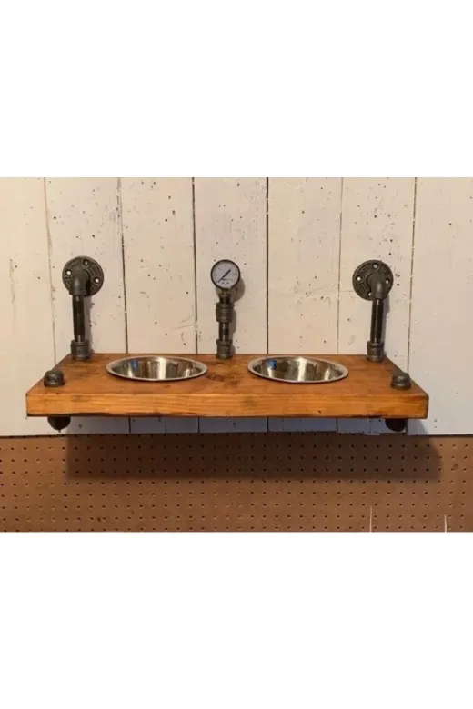 Blbndesign RafNo510 Dekoratif Borudan Kedi Köpek Mama Standı