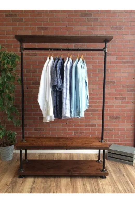 Blbndesign RafNo553 Dekoratif Borudan Raf Ve Askılık 75 Cm