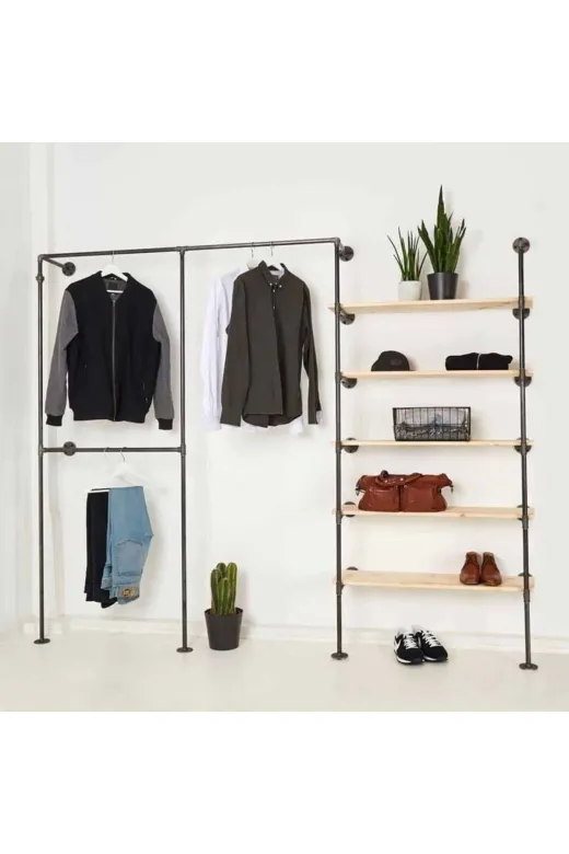 Blbndesign RafNo599 Dekoratif Borudan Raf Ve Askılık 225 Cm