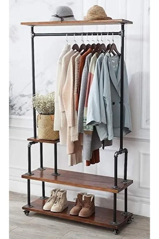 Blbndesign Siyah Dekoratif Borudan Raf Ve Askılık 100 Cm