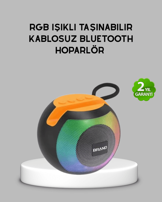 Bluetooth 5.0 Hoparlör – RGB Işıklı, Güçlü Bas ve 360° Surround Ses