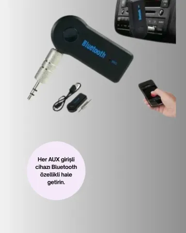 Bluetooth Aux Araç İçi Adaptör Ve Telefon Görüşme Cihazı