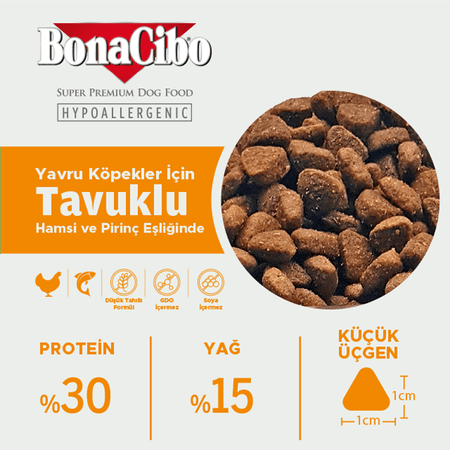 BonaCibo köp97646460 Puppy Tavuklu Ve Balıklı Yavru Köpek Maması 15 Kg