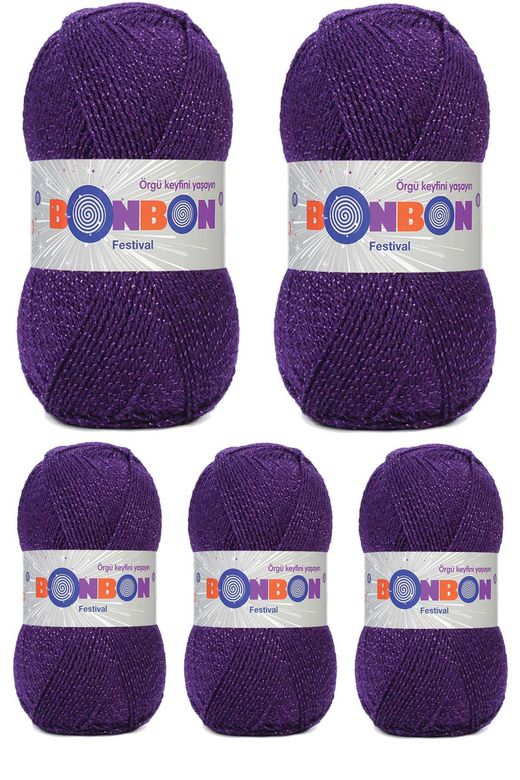 Bonbon RT-RYL-10ARBNFS232-5 5 Adet Festival Simli Örgü İpi Yünü Renk No:232