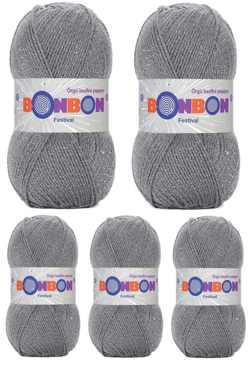 Bonbon RT-RYL-10ARBNFS233-5 5 Adet Festival Simli Örgü İpi Yünü Renk No:233