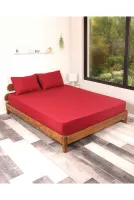 Bordo Lastikli Çarşaf Takımı Fitted Pamuklu Kumaş Yastık Kılıflı