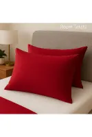 Bordo Pamuk Kumaş Kapaklı Yastık Kılıfı (2 ADET) 50 X 70 Cm