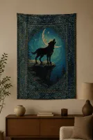 Bozkurtun Duası Etnik Goblen Görünümlü Duvar Örtüsü Wall Tapestry