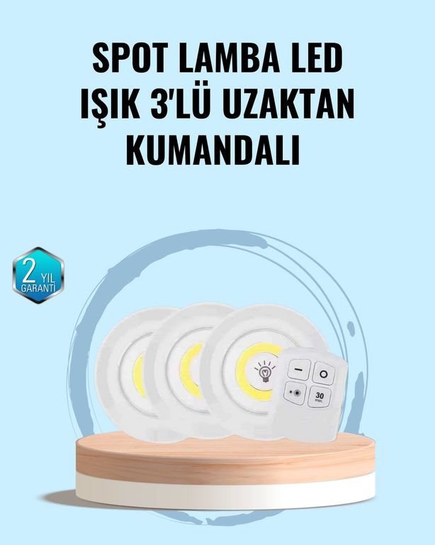 Brand TRİTHLTXUCZ3LÜLAMBA-2-BLNCCC Ev Ofis Kamp İçin Uygun Uzaktan Kumandalı Yapışkanlı Kablosuz Led Spot Lambalar Çok Renkli