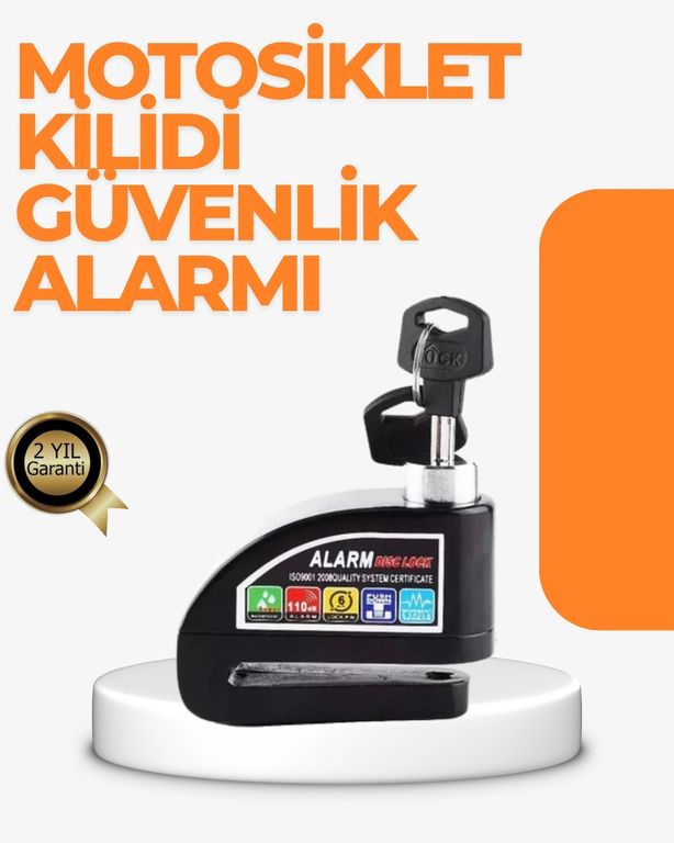 Brand TRİTHLTXUCZMOTORKİLİT-2-BLNCCC Alarm Sensörlü Disk Kilidi Motosiklet Scooter Bisiklet Güvenlik