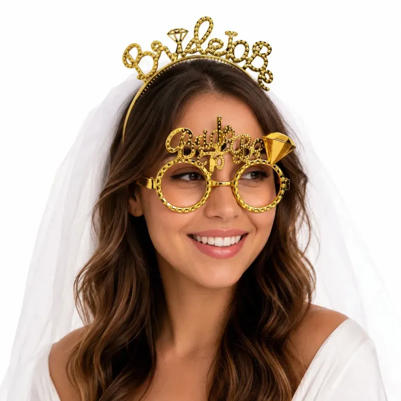 Bride To Be Gold Taç ve Parti Gözlüğü Seti (4745)