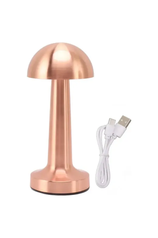 Bronz Dokunmatik Masa Lambası 3 Renk LED Şarjlı Kablosuz USB Çıkışlı
