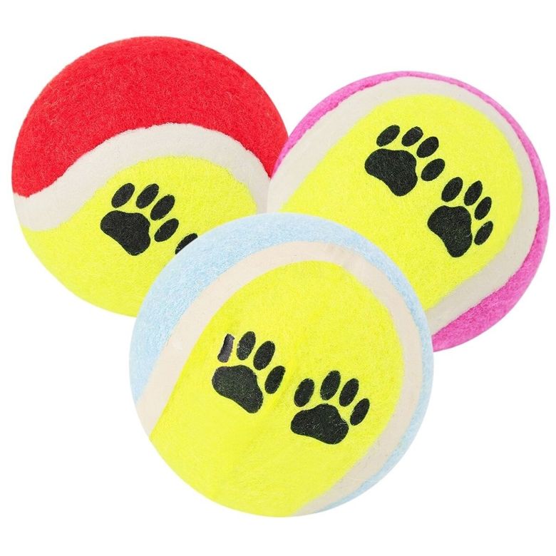 BUFFER® 3lü Renkli Desenli Tenis Topu Kedi Köpek Oyuncağı