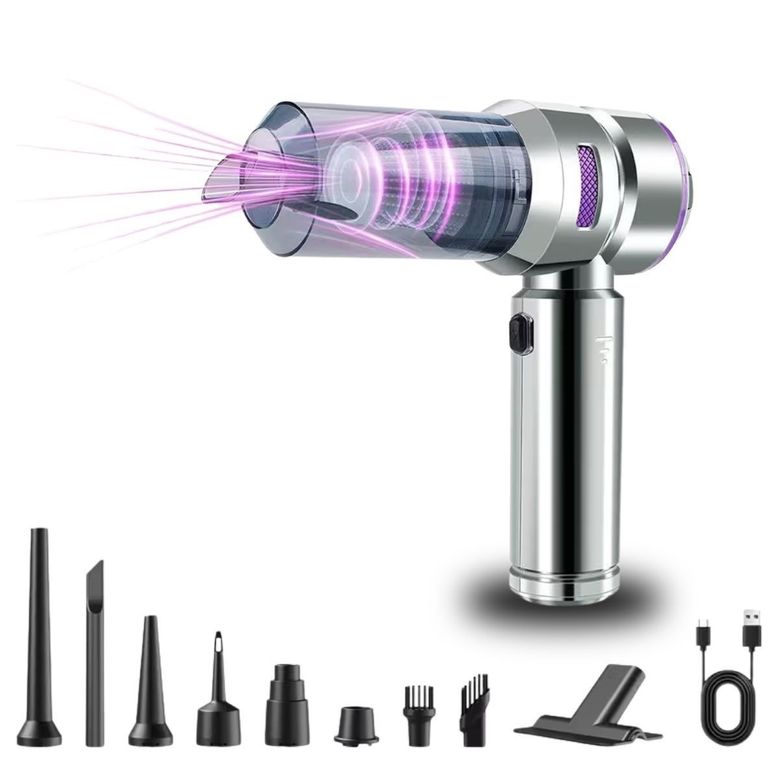 BUFFER® 9 Farklı Uçlu Kablosuz Şarjlı Araç İçi Süpürge – Wireless Destekli, Güçlü Emiş, Taşınabilir Pratik Araç Temizleyici