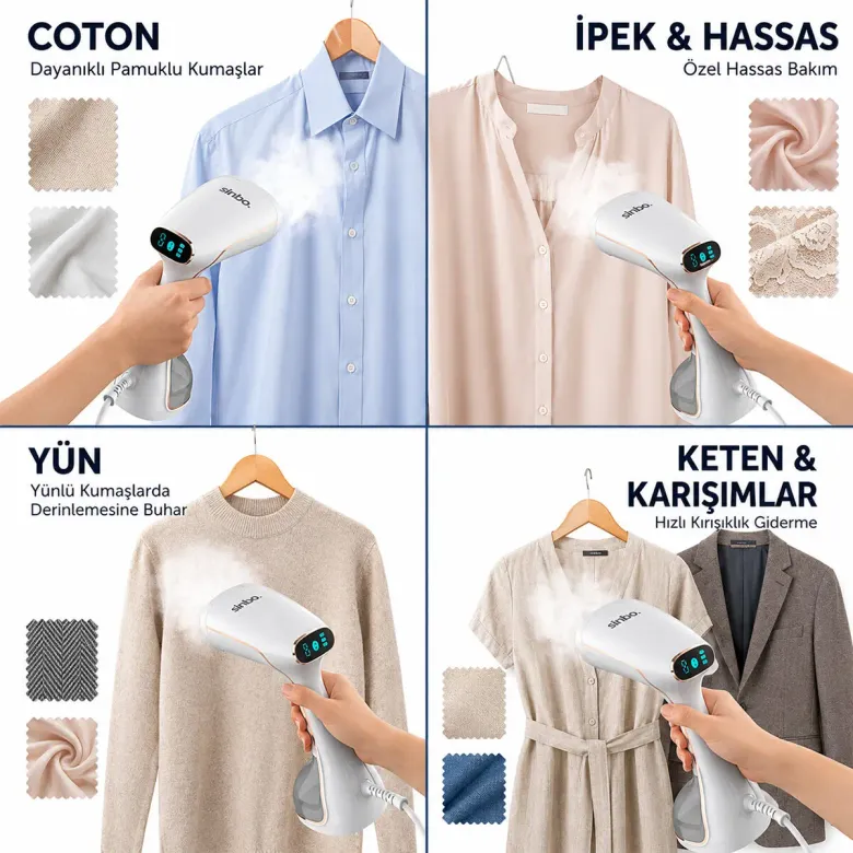 BUHARLI KIRIŞIKLIK GİDERİCİ DİK ÜTÜ 2 MOD 320ML SU KAPASİTE DK 26G BUHAR DOKUNMATİK EKRAN SSI-6634 (4745)