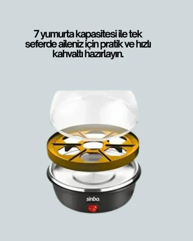 Buharlı Yumurta Pişirme Cihazı 7 Yumurta Kapasitesi Sesli Uyarı