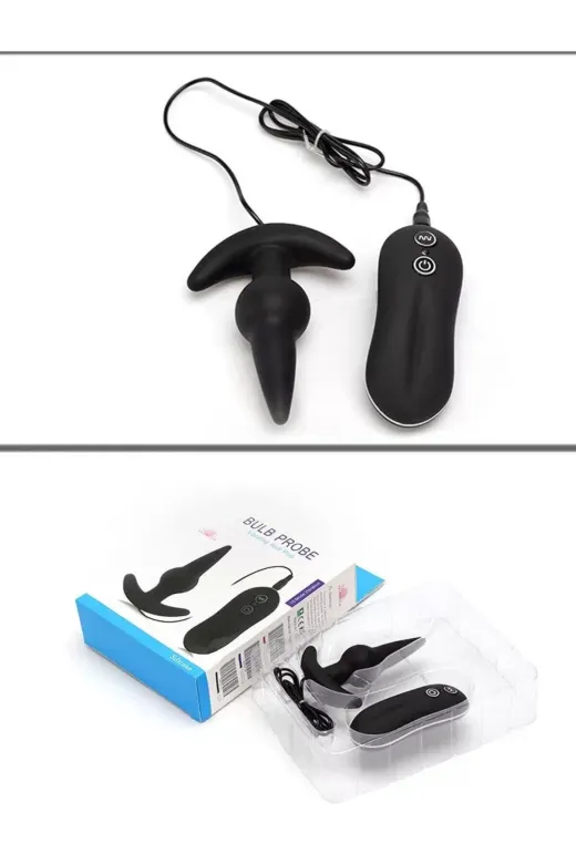 Bulb Probe Kumanda Kontrollü Güçlü Titreşimli Anal Plug Vibratör - Siyah